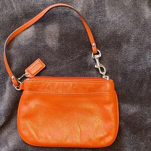 CoachOrange Leather Wristlet